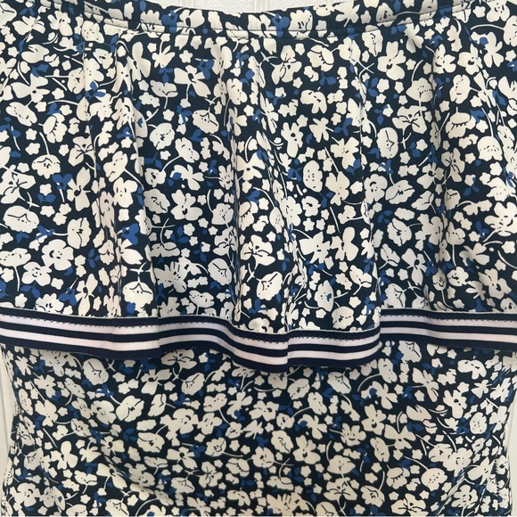 Lauren Ralph Lauren White & Navy Blue Ditsy Floral Off Shoulder 1-Piece Swimsuit - Picture 4 of 9